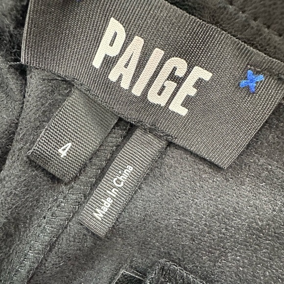 Paige Melila Black Vegan Leather Paperbag Waist Straight Leg Cropped Pants Sz 4 - Picture 4 of 13